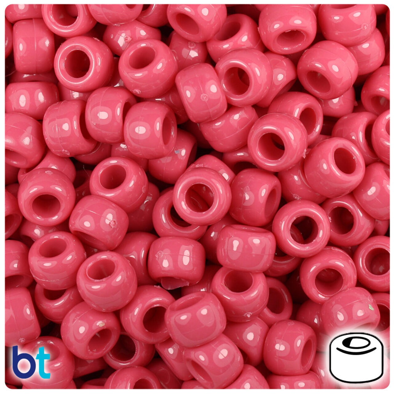 BeadTin Old Rose Opaque 9mm Barrel Plastic Pony Beads (500pcs)